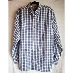 Banana Republic Heritage Plaid Blue/White Long Sleeve Shirt (Men's XL 17-17.5)